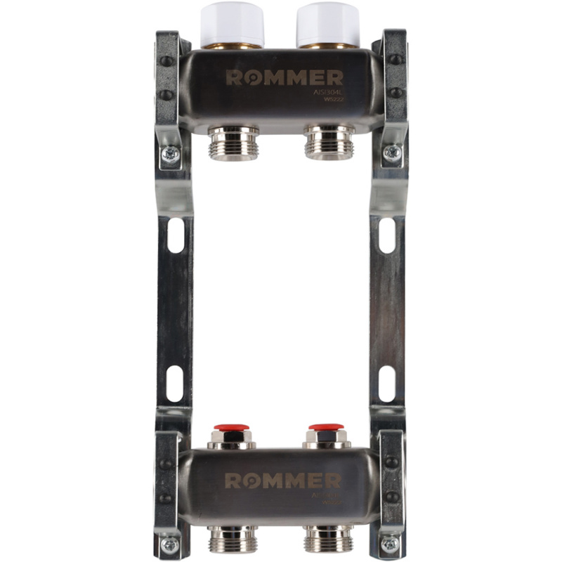 Коллектор из нержавеющей стали без расходомеров ROMMER 2 контура RMS-3200-000002  