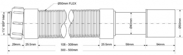 Труба гофрированная раздвижная  (L290-500мм) 1 1/2"г - 40/50 McAlpine MRMF2-05 Труба гофрированная раздвижная  (L290-500мм) 1 1/2"г - 40/50 McAlpine MRMF2-05