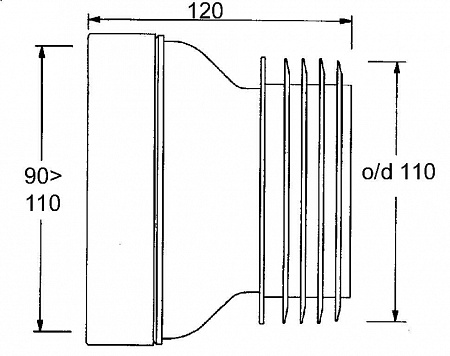 Прямая фановая труба (L120мм) с прокладкой  McAlpine MRWC1