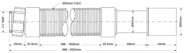 Труба гофрированная раздвижная (L750-2000мм) 1 1/4"г - 40/50 McAlpine MRMF120S Труба гофрированная раздвижная (L750-2000мм) 1 1/4"г - 40/50 McAlpine MRMF120S