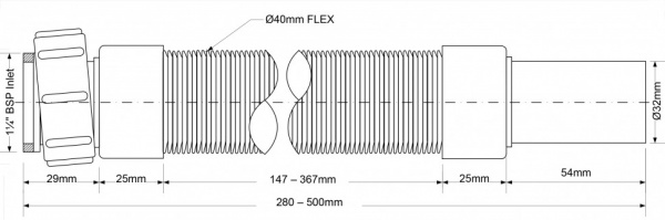 Труба гофрированная раздвижная (L300-500мм) 1 1/4"г - 32 McAlpine MRMF1-05 Труба гофрированная раздвижная (L300-500мм) 1 1/4"г - 32 McAlpine MRMF1-05