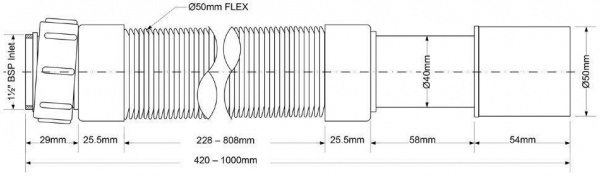 Труба гофрированная раздвижная (L460-1000мм) 1 1/2"г - 40/50 McAlpine MRMF2 Труба гофрированная раздвижная (L460-1000мм) 1 1/2"г - 40/50 McAlpine MRMF2