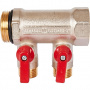 Коллектор с шаровыми кранами STOUT 1, 2 отвода 1/2 (красные ручки) SMB 6210 011202