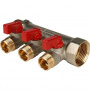 Коллектор с шаровыми кранами 1, 3 отвода 1/2 (красные ручки) SMB 6200 011203