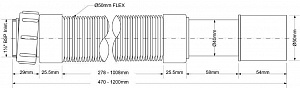 Труба гофрированная раздвижная (L480-1200мм) 1 1/2"г - 40/50 McAlpine MRMF2-12