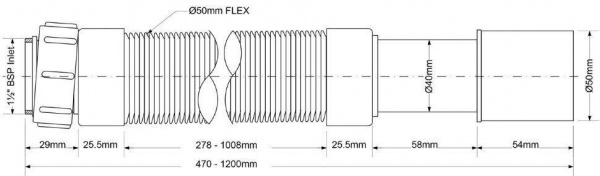 Труба гофрированная раздвижная (L480-1200мм) 1 1/2"г - 40/50 McAlpine MRMF2-12 Труба гофрированная раздвижная (L480-1200мм) 1 1/2"г - 40/50 McAlpine MRMF2-12