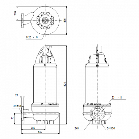 Канализационный насос Grundfos SE1.95.150.220.4.52H.H.N.51D