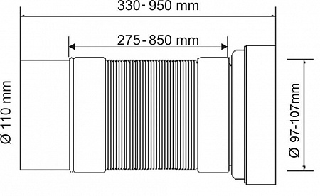 Гофра для унитаза с гладким окончанием (L330-850мм) McAlpine MRWC-F33P-RU