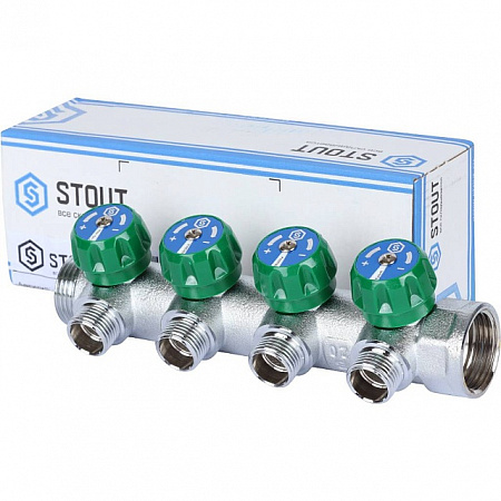 Коллектор регулирующий STOUT 1, 4 отвода 1/2 SMB-6850-011204