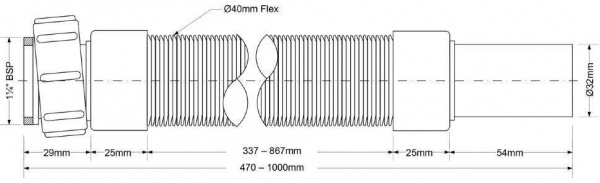 Труба гофрированная раздвижная (L400-1000мм) 1 1/4"г - 32 McAlpine MRMF1 Труба гофрированная раздвижная (L400-1000мм) 1 1/4"г - 32 McAlpine MRMF1