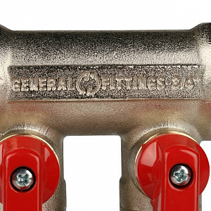 Коллектор с шаровыми кранами STOUT 3/4 , 2 отвода 1/2 (красные ручки) SMB 6200 341202