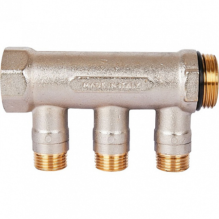 Коллектор с шаровыми кранами STOUT 1 , 3 отвода 1/2 (синие ручки) SMB 6211 011203