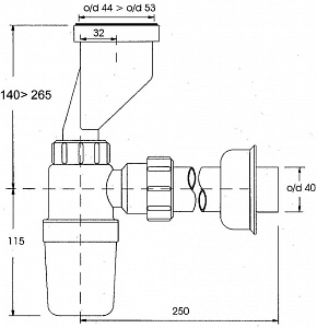 Сифон для писсуара со смещением Ф32-40 McAlpine HC2PO-40
