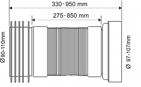 Гофра для унитаза с лепестковым окончанием (L330-850мм) McAlpine MRWC-F33R