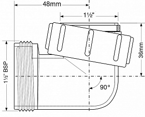 Отвод на 90° 1 1/2" «папа» х 1 1/2" «мама» McAlpine T4U