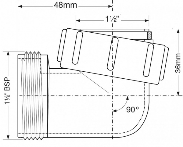 Отвод на 90° 1 1/2" «папа» х 1 1/2" «мама» McAlpine T4U Отвод на 90° 1 1/2" «папа» х 1 1/2" «мама» McAlpine T4U