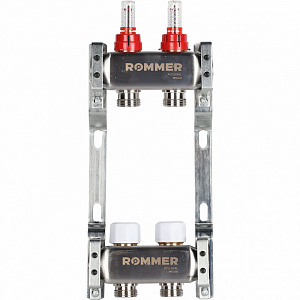 Коллектор из нержавеющей стали с расходомерами ROMMER RMS-1200 2 контура 000002