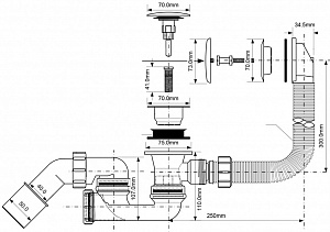 Сифон для ванны автомат хром 1 1/2-40/50 MRB8CB McAlpine