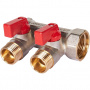 Коллектор с шаровыми кранами STOUT 1, 2 отвода 1/2 (красные ручки) SMB 6200 011202