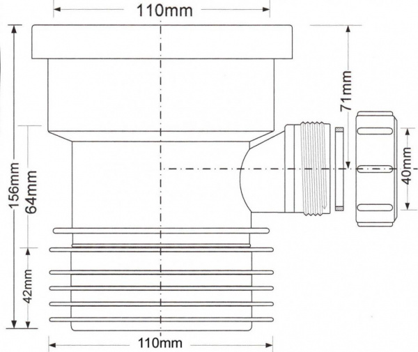 Муфта соединительная с раструбом 110мм и с отводом 40мм McALPINE MRDC1D-GR
