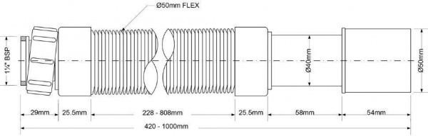 Труба гофрированная раздвижная (L460-1000мм) 1 1/4"г - 40/50 McAlpine MRMF1-S Труба гофрированная раздвижная (L460-1000мм) 1 1/4"г - 40/50 McAlpine MRMF1-S