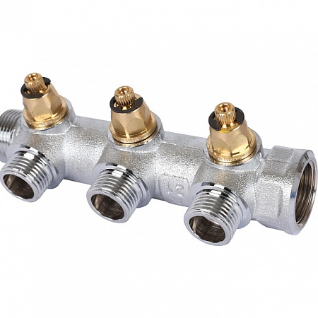 Коллектор регулирующий STOUT 3/4, 3 отвода 1/2 плоское уплотнение SMB-6849-341203