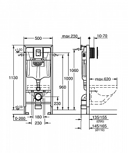 Инсталляция Grohe Rapid SL 38811KF0 клавиша черная