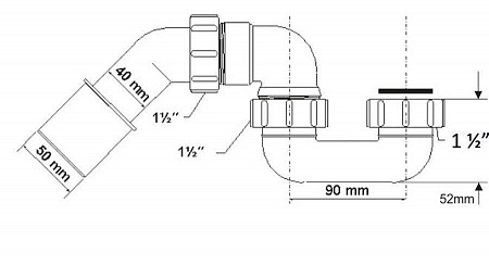 Сифон для ванн/поддонов 1 1/2"х 50/40 мм McAlpine MRB7