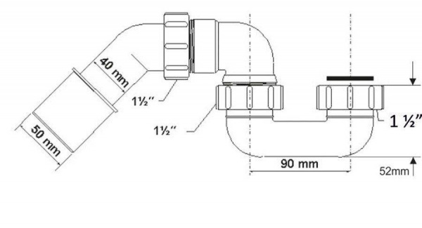 Сифон для ванн/поддонов 1 1/2"х 50/40 мм McAlpine MRB7 Сифон для ванн/поддонов 1 1/2"х 50/40 мм McAlpine MRB7