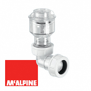 Обратный клапан McALPINE TUNVALVE с отводом на 90° вход 3/4", выход Ø19-23мм