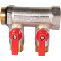 Коллектор с шаровыми кранами STOUT 1, 2 отвода 1/2 (красные ручки) SMB 6200 011202