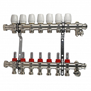 Коллекторная группа 1" с расходомером для теплого пола Millennium 7 выходов KGTP1107