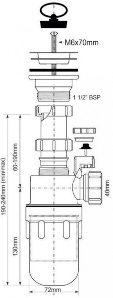 Сифон бутылочный с выпуском вент.клапаном McAlpine (1 1/2'x40мм) MRSK13V Сифон бутылочный с выпуском вент.клапаном McAlpine (1 1/2'x40мм) MRSK13V
