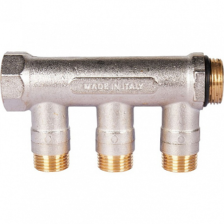 Коллектор с шаровыми кранами STOUT 3/4 , 3 отвода 1/2 (синие ручки) SMB 6211 341203