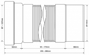 Гофра для унитаза с гладким окончанием (L210-330мм) McAlpine MRWC-F20P