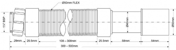 Труба гофрированная раздвижная  (L300-500мм) 1 1/4"г - 40/50 McAlpine MRMF105S Труба гофрированная раздвижная  (L300-500мм) 1 1/4"г - 40/50 McAlpine MRMF105S