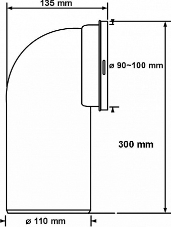 Фановая труба McAlpine (L230мм) под углом 90° WCE-CON9