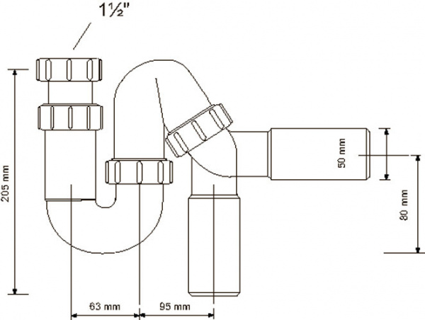 Сифон P/S-образный (1 1/2"х40/50мм) без выпуска McAlpine MRSK12-50 Сифон P/S-образный (1 1/2"х40/50мм) без выпуска McAlpine MRSK12-50