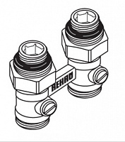 Блок шаровых кранов с соединительным ниппелем, Прямой G1/2 x G3/4 Блок шаровых кранов с соединительным ниппелем, Прямой G1/2 x G3/4
