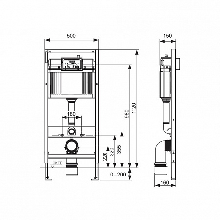 Инсталляция для унитаза с кнопкой TECE Base 9400414