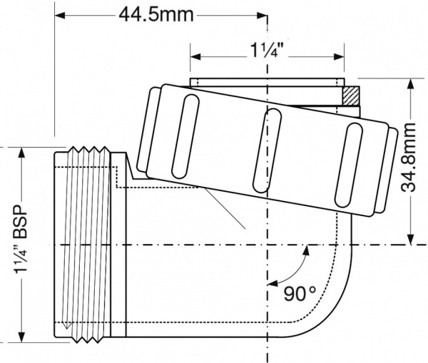 Отвод на 90° 1 1/4" «папа» х 1 1/4" «мама» McAlpine S4U Отвод на 90° 1 1/4" «папа» х 1 1/4" «мама» McAlpine S4U