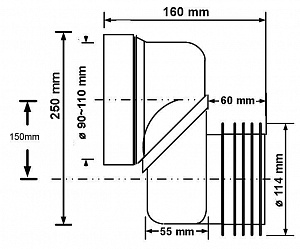 Эксцентрик фановый смещением 150мм McAlpine WCLO-15