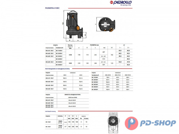 Насос фекальный Pedrollo MCm 15/50-F New 48SGQ9851A1 Насос фекальный Pedrollo MCm 15/50-F New 48SGQ9851A1