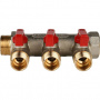 Коллектор с шаровыми кранами STOUT 3/4 , 3 отвода 1/2 (красные ручки) SMB 6200 341203