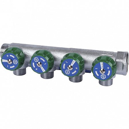 Коллектор регулирующий STOUT 3/4, 4 отвода 1/2 плоское уплотнение SMB-6849-341204