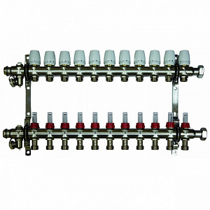 Коллекторная группа 1" с расходомером для теплого пола Millennium 11 выходов KGTP1111