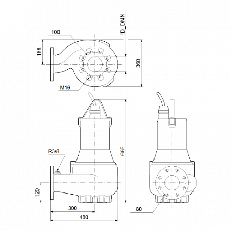 Канализационный насос Grundfos SVO44DHS50B