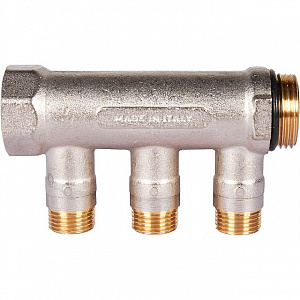 Коллектор с шаровыми кранами STOUT 1, 3 отвода 1/2 (красные ручки) SMB 6210 011203