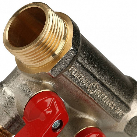 Коллектор с шаровыми кранами STOUT 3/4 , 2 отвода 1/2 (красные ручки) SMB 6200 341202