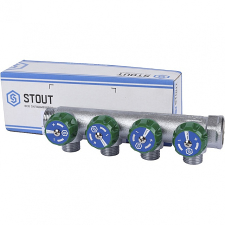 Коллектор регулирующий STOUT 3/4 ,4 отвода 1/2 SMB-6850-341204
